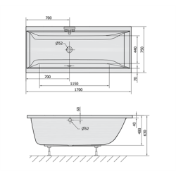 Cleo badekar i 3 strrelser